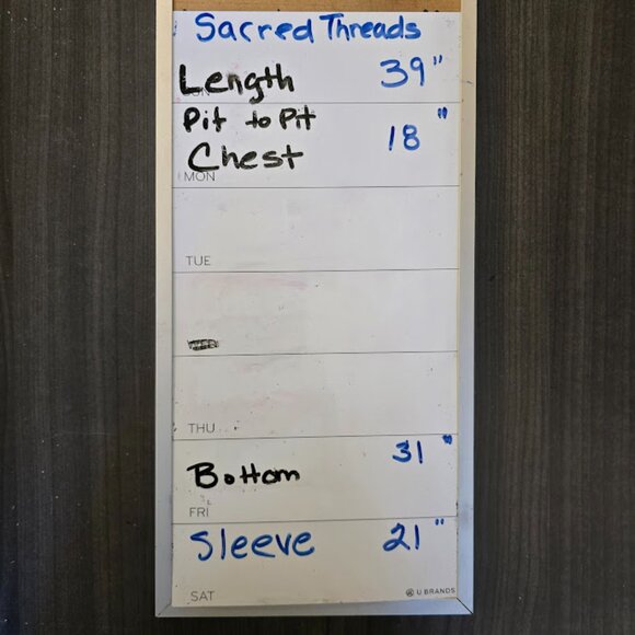 SACRED THREADS SIZE LARGE NAVY GOLD SWEATER CARDIGAN BUTTON FRONT OR OPEN LONG - Picture 12 of 12